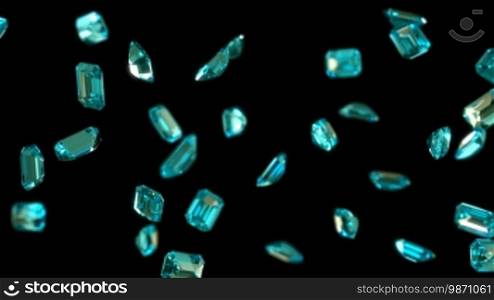 Loopable Emerald diamonds flow with slow motion