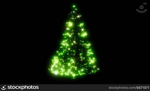 Loopable Rotating green sparkles shape of Christmas tree