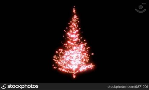 Loopable Rotating pink snowflake sparkles shape of Christmas tree
