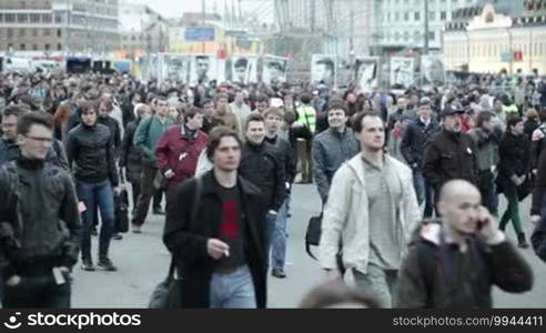 MOSCOW - MAY 6: Participants of the protest manifestation of opposition procession, Bolotnaya square in Moscow, Russia on May 6, 2013