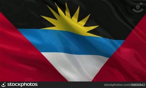 National flag of Antigua and Barbuda in the wind. Loop