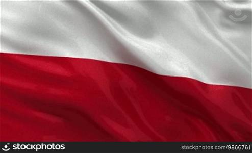 National flag of Poland in the wind. Endless loop.