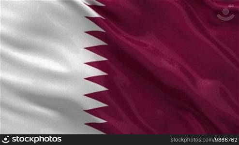 National flag of Qatar in the wind. Loop