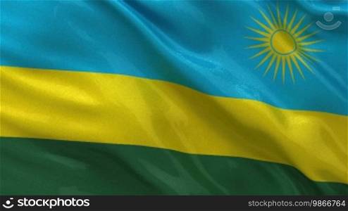 National flag of Rwanda in the wind. Loop