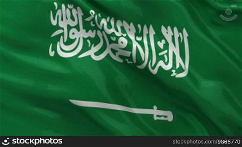 National flag of Saudi Arabia in the wind. Endless loop.