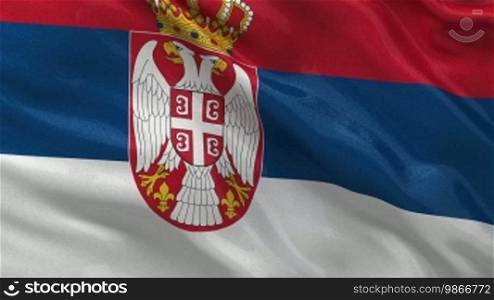 National flag of Serbia in the wind. Loop.