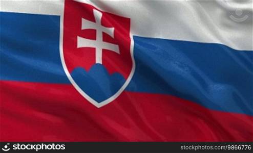 National flag of Slovakia in the wind. Endless loop.