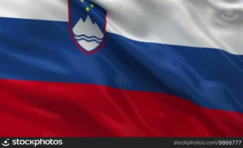National flag of Slovenia in the wind. Endless loop.