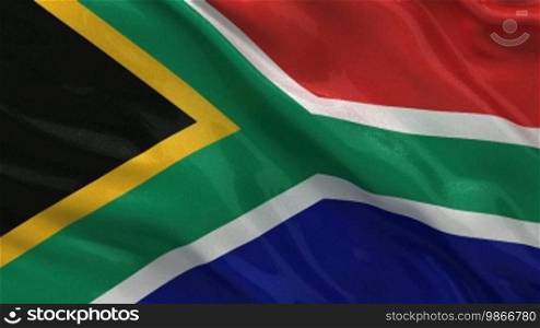 National flag of South Africa in the wind. Endless loop.