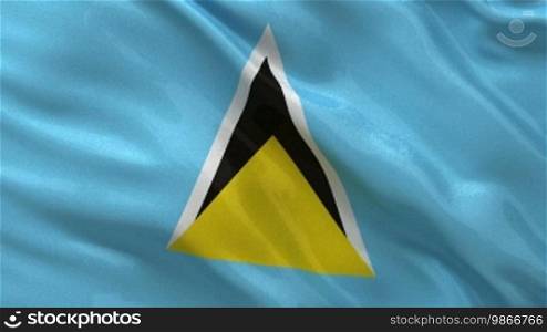 National flag of St. Lucia in the wind. Loop.