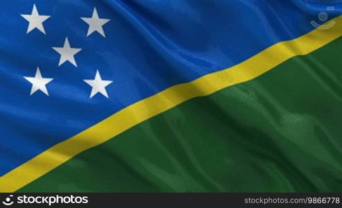 National flag of the Solomon Islands in the wind. Endless loop.