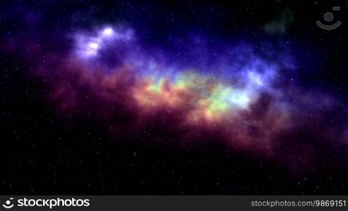 Nebula slowly changes in the starry sky