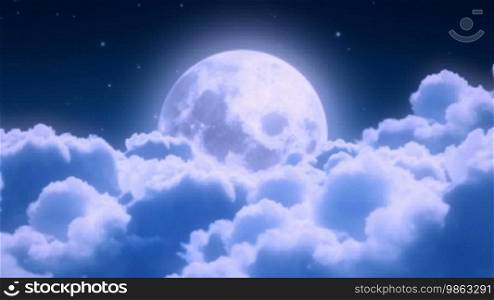 Night clouds and moon - loopable flying