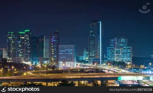 Night traffic in Kuala Lumpur city time lapse