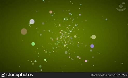 Particles in space, green background