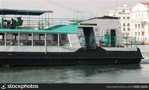 Passenger boat mooring in the harbor of Sevastopol