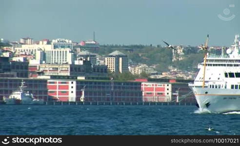 Passenger ships sailing on the Bosphorus