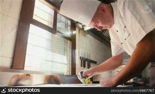 People, job, profession, occupation, chef cooking, preparing food, man as professional cook at work in restaurant kitchen. 2 of 26