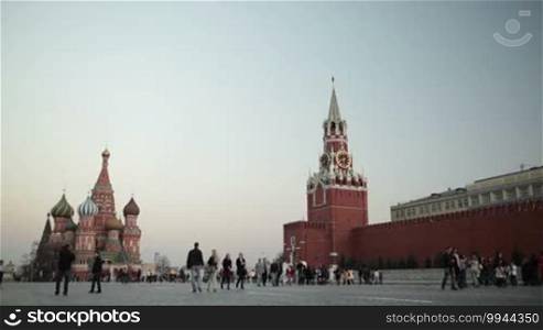People walking in Red Square in Moscow on April 18, 2013 in Moscow, Russia.