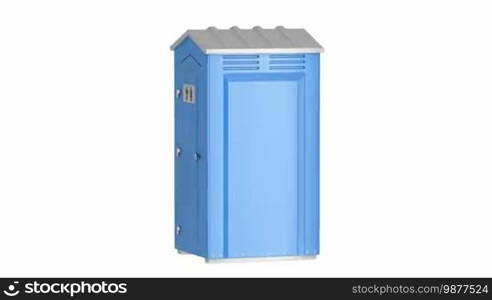 Portable plastic toilet on white background