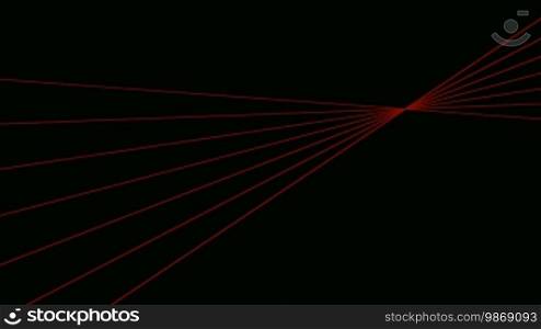 Red lines rays rotate against a dark background