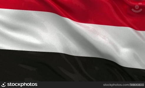 Republic of Yemen flag in the wind. Loop