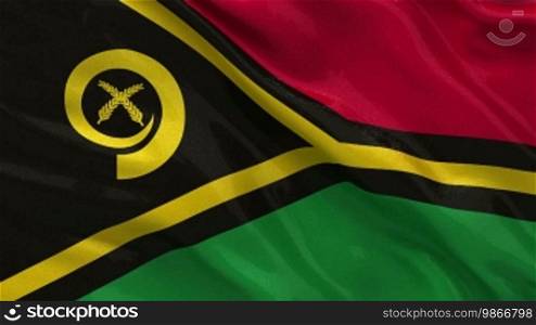 Republik Vanuatu flag in the wind. Loop.