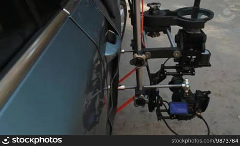 Rig with hot head camera mounted on the outside of the car