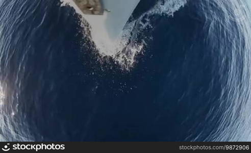 Sailing boat front view in the sea