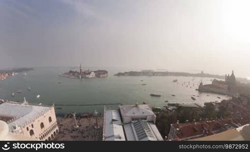 San Giorgio Maggiore island top view from San Marco Campanile, timelapse