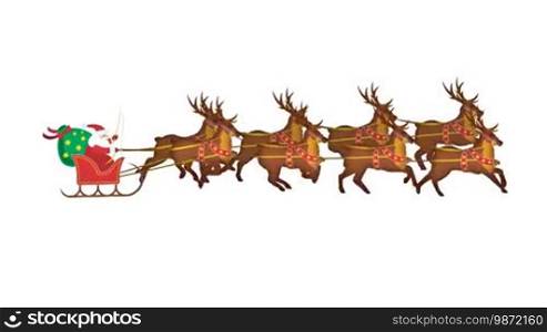 Santa Claus with galloping reindeer in a loop
