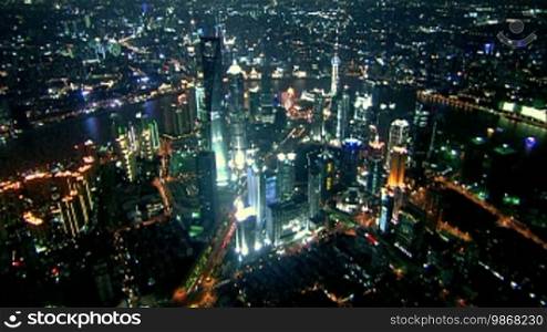 Shanghai downtown aerial.