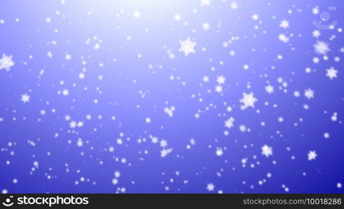 Snowflakes falling, blue background