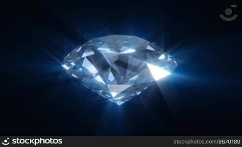 Spinning blue shining diamond - looped 3D animation
