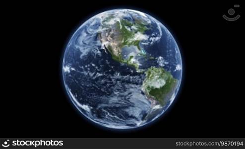 Spinning planet Earth - isolated black background - textures by NASA