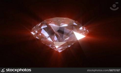 Spinning red shining diamond - looped 3D animation