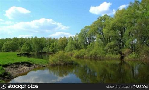 Spring landscape of small rivers. Ukraine.