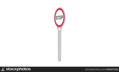 Stop sign rotates on white background