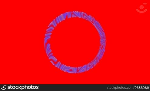 The blue ring rotates on a red background