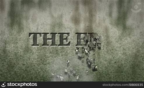 The end - tag on stone background