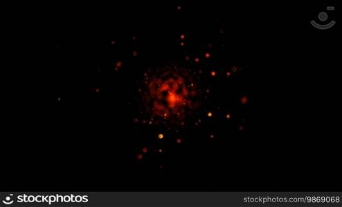 The fiery full-sphere Comet slowly flies against a dark background