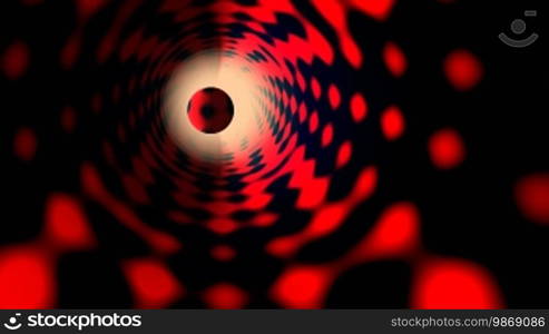 The full-sphere flies in the red tunnel (pipe)