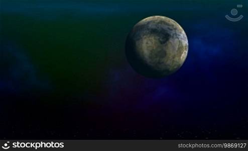 The moon (planet) flies in the starry sky