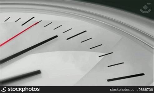 Three dimensional close-up animation of a chrome clock ticking. High definition 1080p.