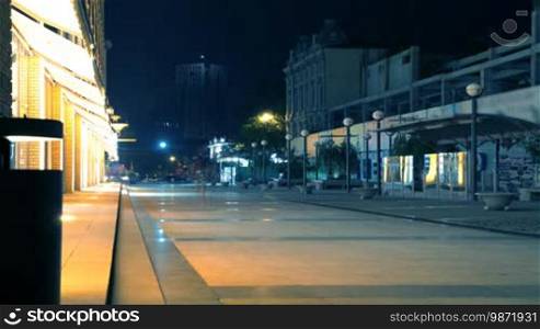 Time lapse. Night streets of Dnepropetrovsk. Katerinoslav Boulevard.