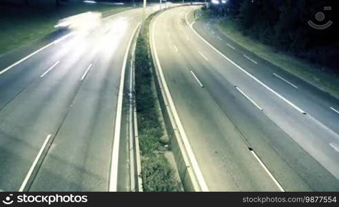 Time Lapse of cars traffic lights on highway