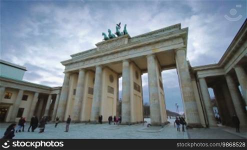Time lapse view on Brandenburg gate in Berlin, one of the most well-known landmarks of Germany