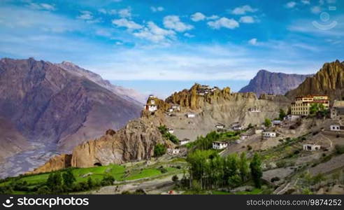 Timelapse Dhankar gompa. Spiti Valley, Himachal Pradesh, India