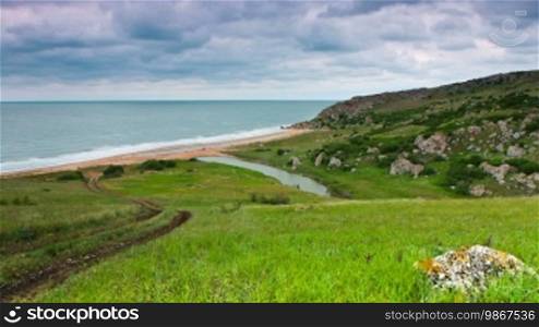 Timelapse landscape of beautiful beaches in Crimea, Ukraine.