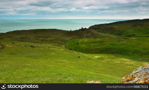 Timelapse landscape of the beaches on the coast of the Kerch Peninsula, Crimea, Ukraine.